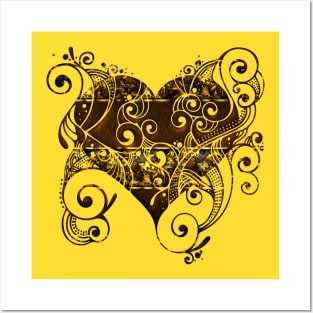 gold plated heart Posters and Art